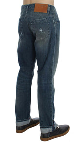 Acht Blue Wash Cotton Denim Regular Fit Jeans -   -  Acht.